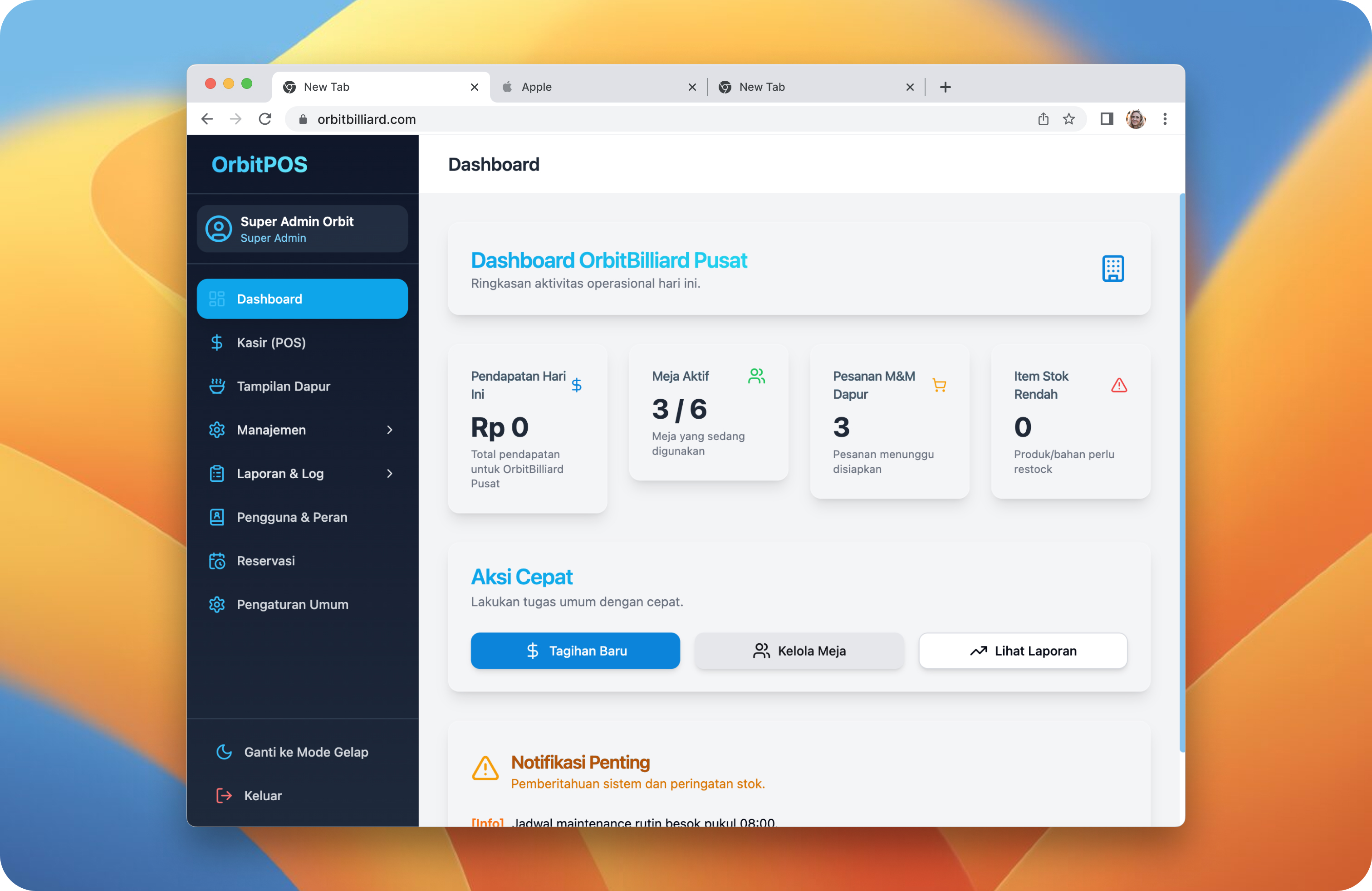 Orbit POS Dashboard